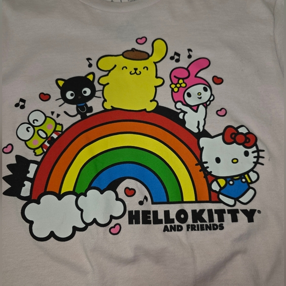 Hello Kitty and Friends Rainbow Graphic T-Shirt Light Pink‎ Size Med Cute NWT - Picture 3 of 5